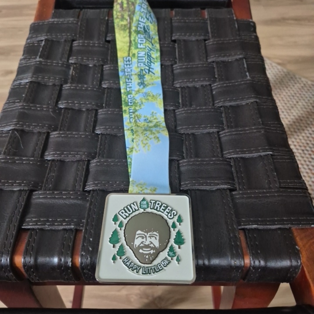 BOB ROSS HAPPY LITTLE 5K Run for the Trees Medal with Blue Ribbon